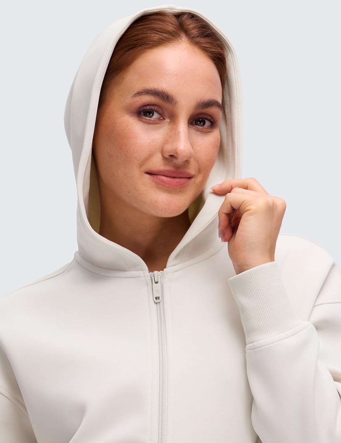 image:imageCRZ YOGA SoftAura Full Zip Hoodies for Women Workout Casual Zipper Hooded Sweat Shirts with PocketsMilky White Bone