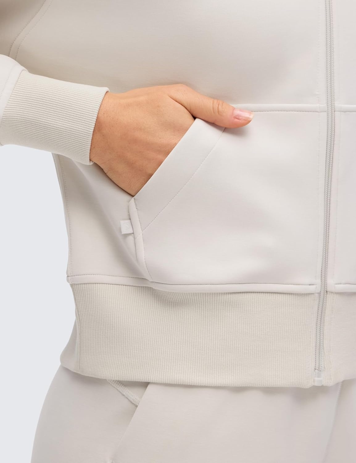 image:imageCRZ YOGA SoftAura Full Zip Hoodies for Women Workout Casual Zipper Hooded Sweat Shirts with PocketsMilky White Bone