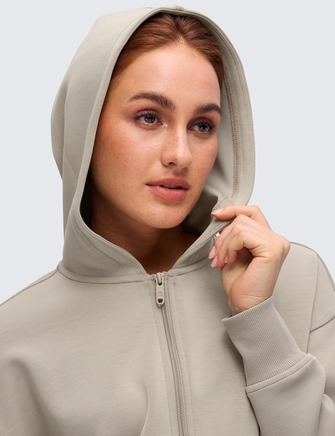image:imageCRZ YOGA SoftAura Full Zip Hoodies for Women Workout Casual Zipper Hooded Sweat Shirts with PocketsStone