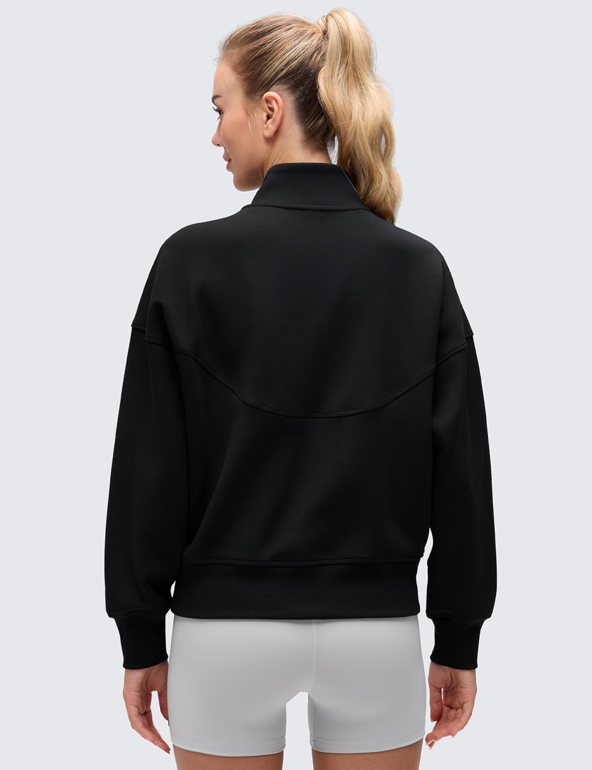image:imageCRZ YOGA SoftAura Full Zip Sweatshirt for Women Workout Casual Zipper Funnel Neck Sweat Shirts Jackets with PocketsBlack