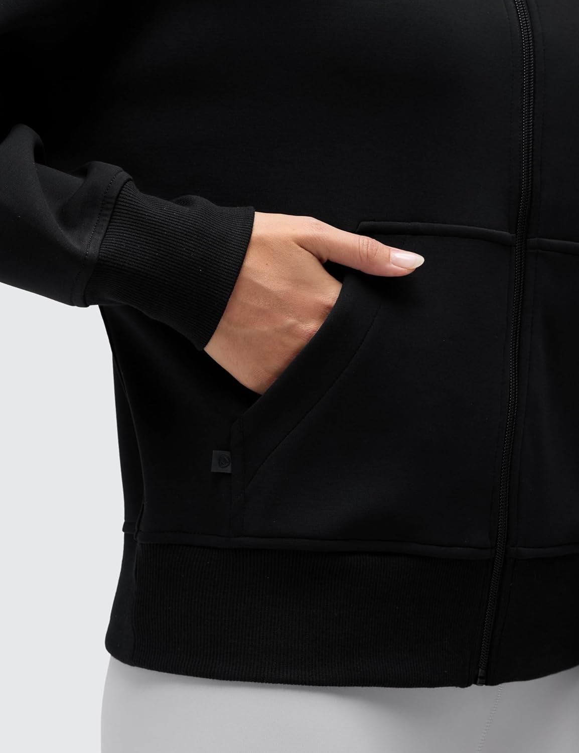 image:imageCRZ YOGA SoftAura Full Zip Sweatshirt for Women Workout Casual Zipper Funnel Neck Sweat Shirts Jackets with PocketsBlack