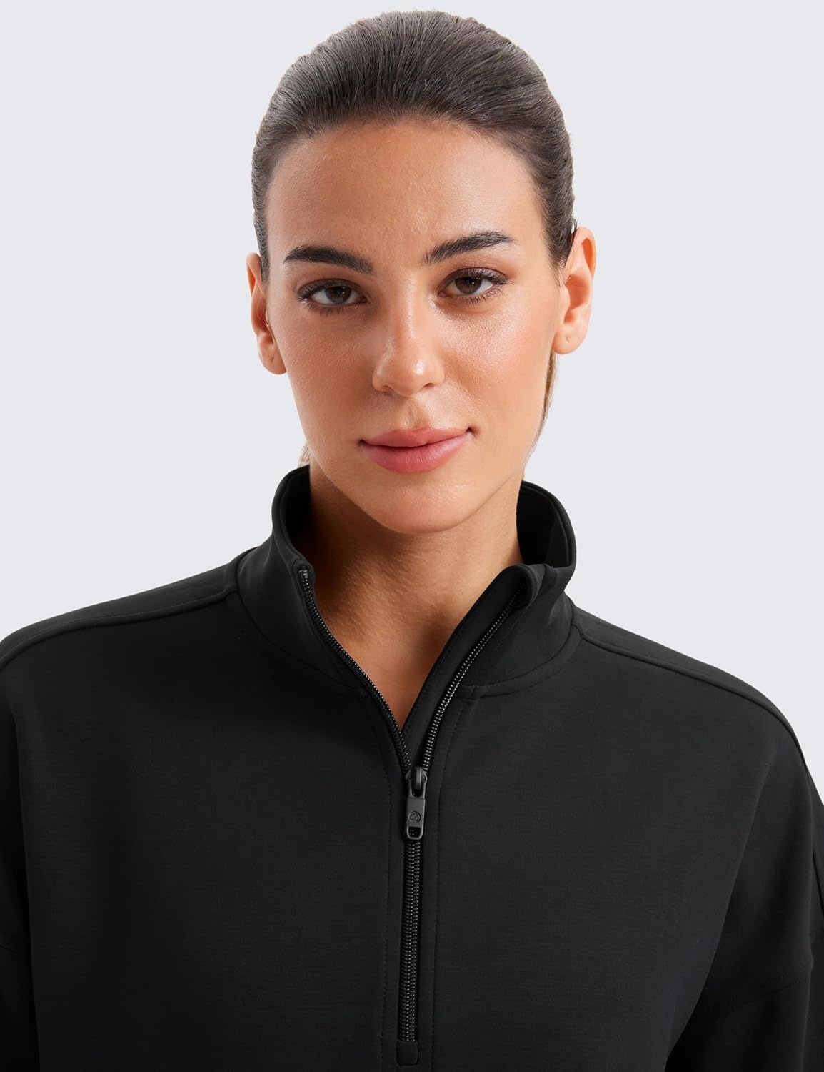 image:imageCRZ YOGA SoftAura Half Zip Sweatshirt for Women Pullover Workout Casual Funnel Neck Sweat Shirts with PocketBlack