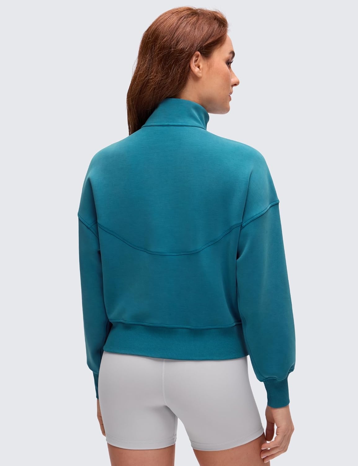 image:imageCRZ YOGA SoftAura Half Zip Sweatshirt for Women Pullover Workout Casual Funnel Neck Sweat Shirts with PocketHawaiian Blue