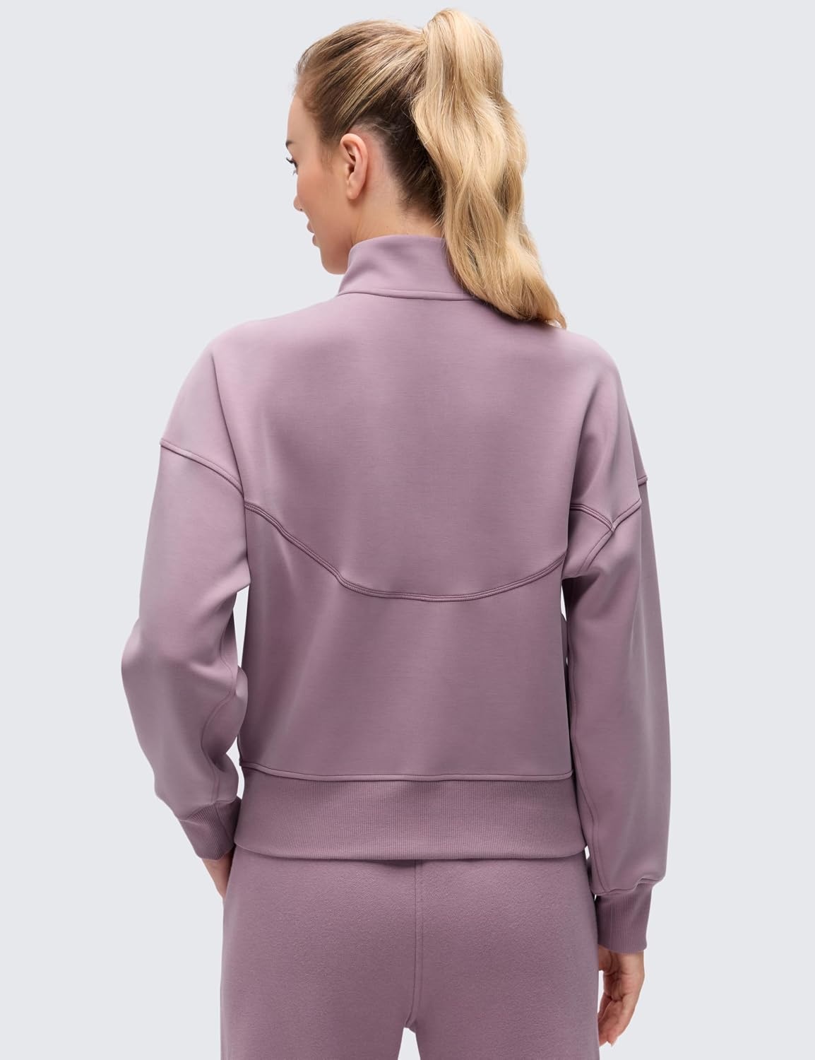 image:imageCRZ YOGA SoftAura Half Zip Sweatshirt for Women Pullover Workout Casual Funnel Neck Sweat Shirts with PocketLight Lavender