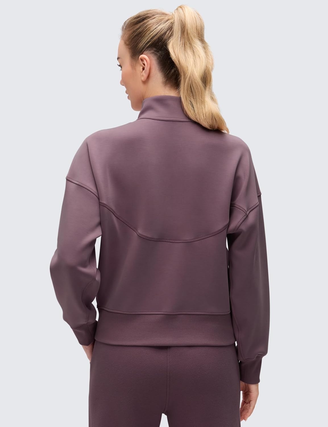image:imageCRZ YOGA SoftAura Half Zip Sweatshirt for Women Pullover Workout Casual Funnel Neck Sweat Shirts with PocketLight Ripe Plum