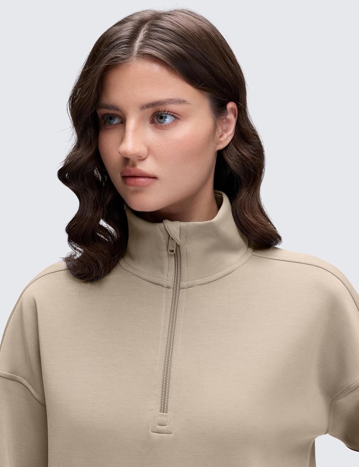 image:imageCRZ YOGA SoftAura Half Zip Sweatshirt for Women Pullover Workout Casual Funnel Neck Sweat Shirts with PocketOak