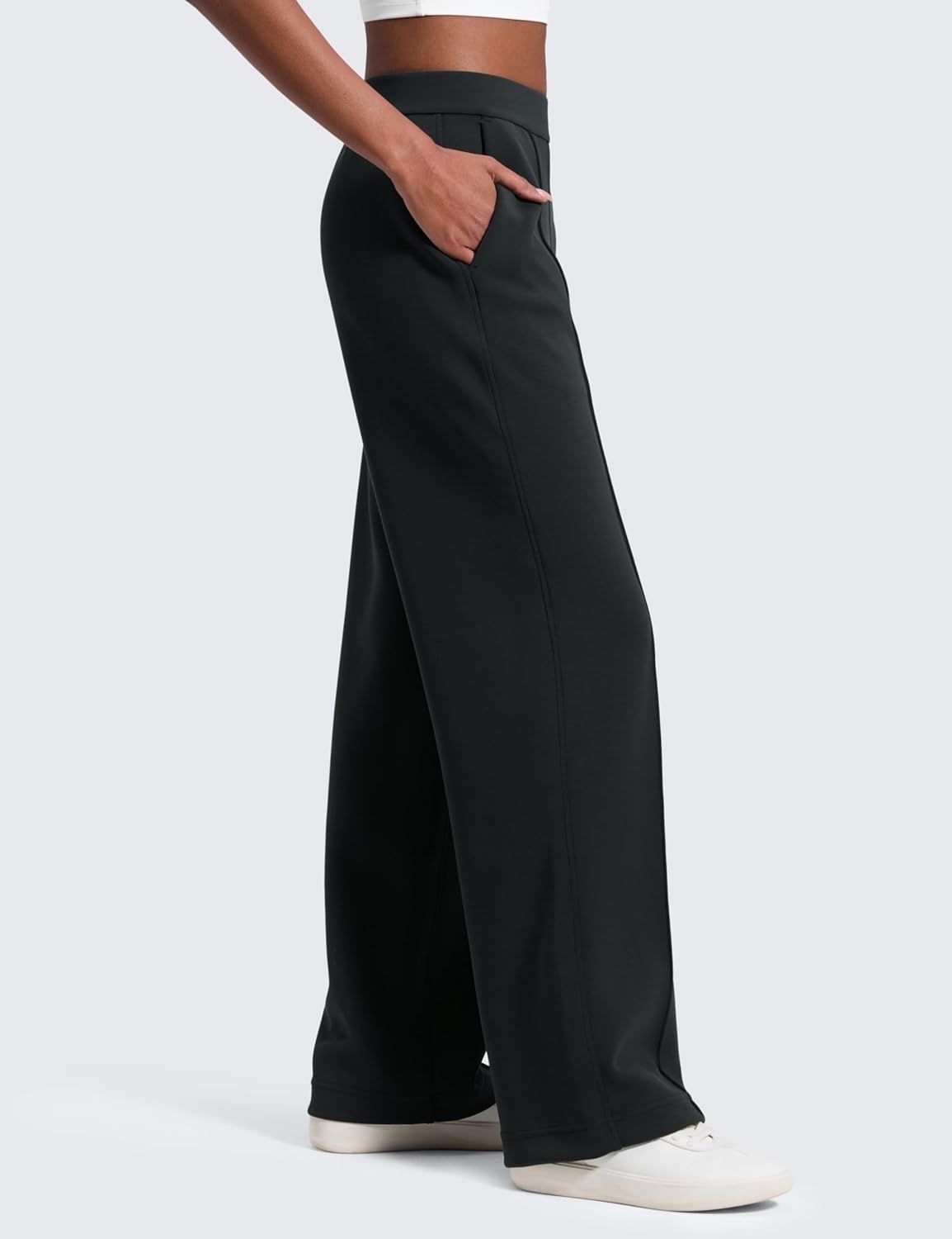 image:imageCRZ YOGA SoftAura Pintuck Straight Leg Sweatpants Women 30 Modal Casual Lounge Travel Pants with PocketsBlack