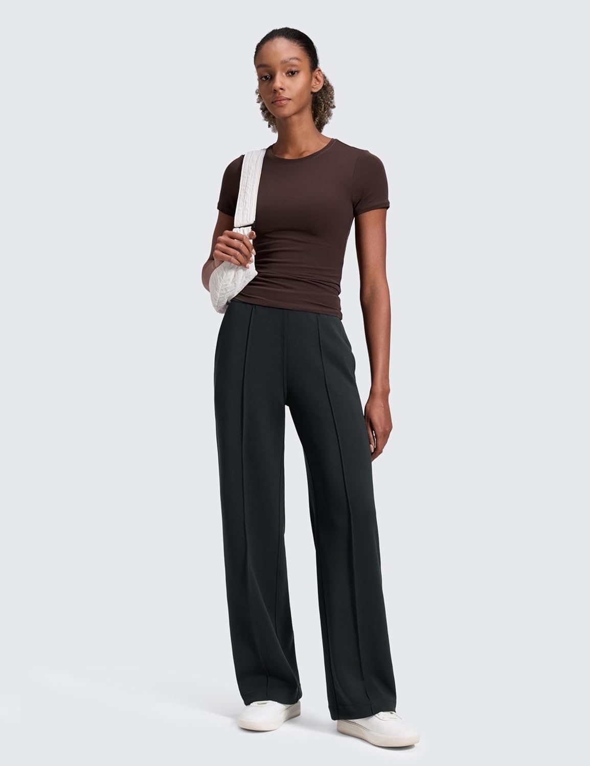 image:imageCRZ YOGA SoftAura Pintuck Straight Leg Sweatpants Women 30 Modal Casual Lounge Travel Pants with PocketsBlack