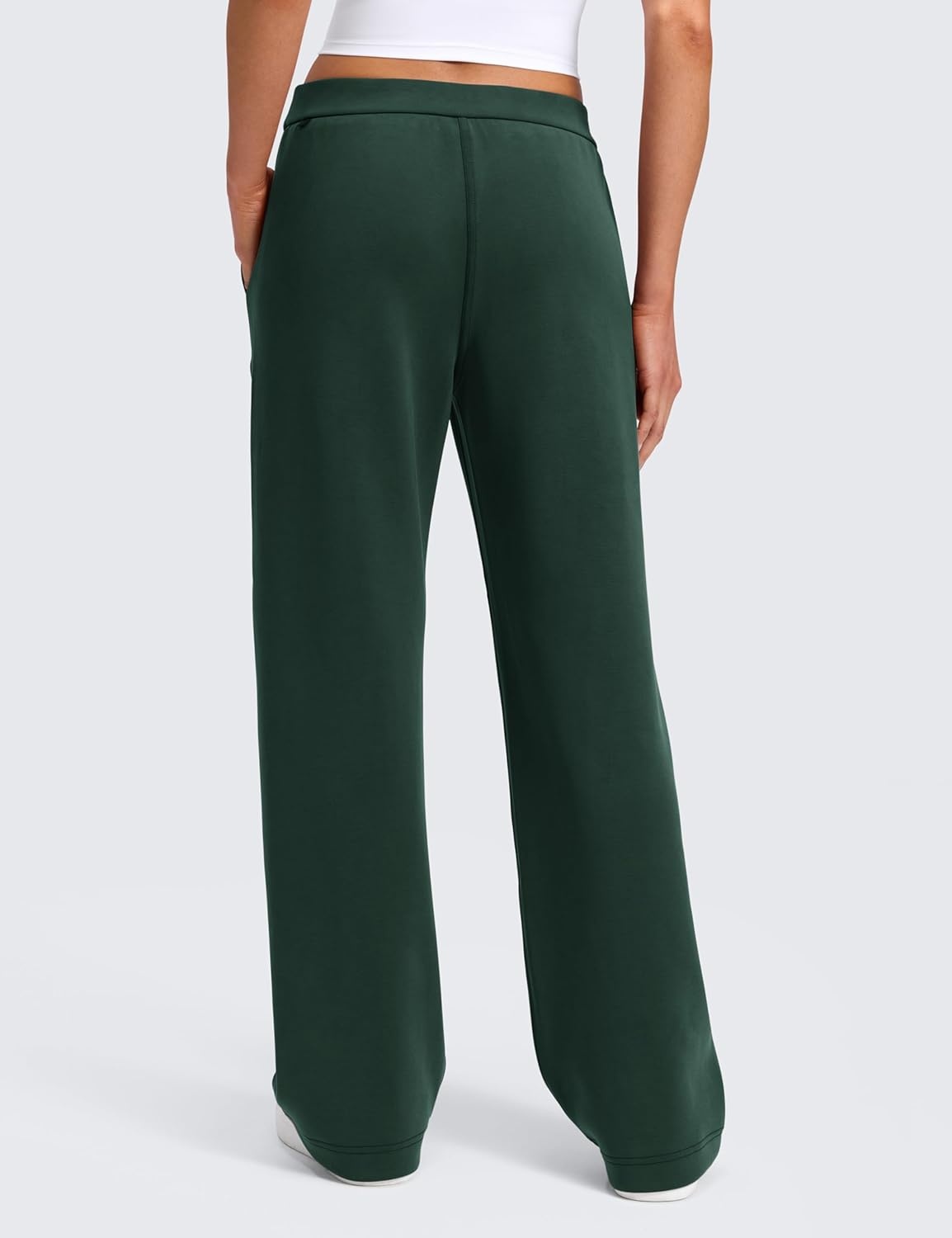 image:imageCRZ YOGA SoftAura Pintuck Straight Leg Sweatpants Women 30 Modal Casual Lounge Travel Pants with PocketsLegend Green