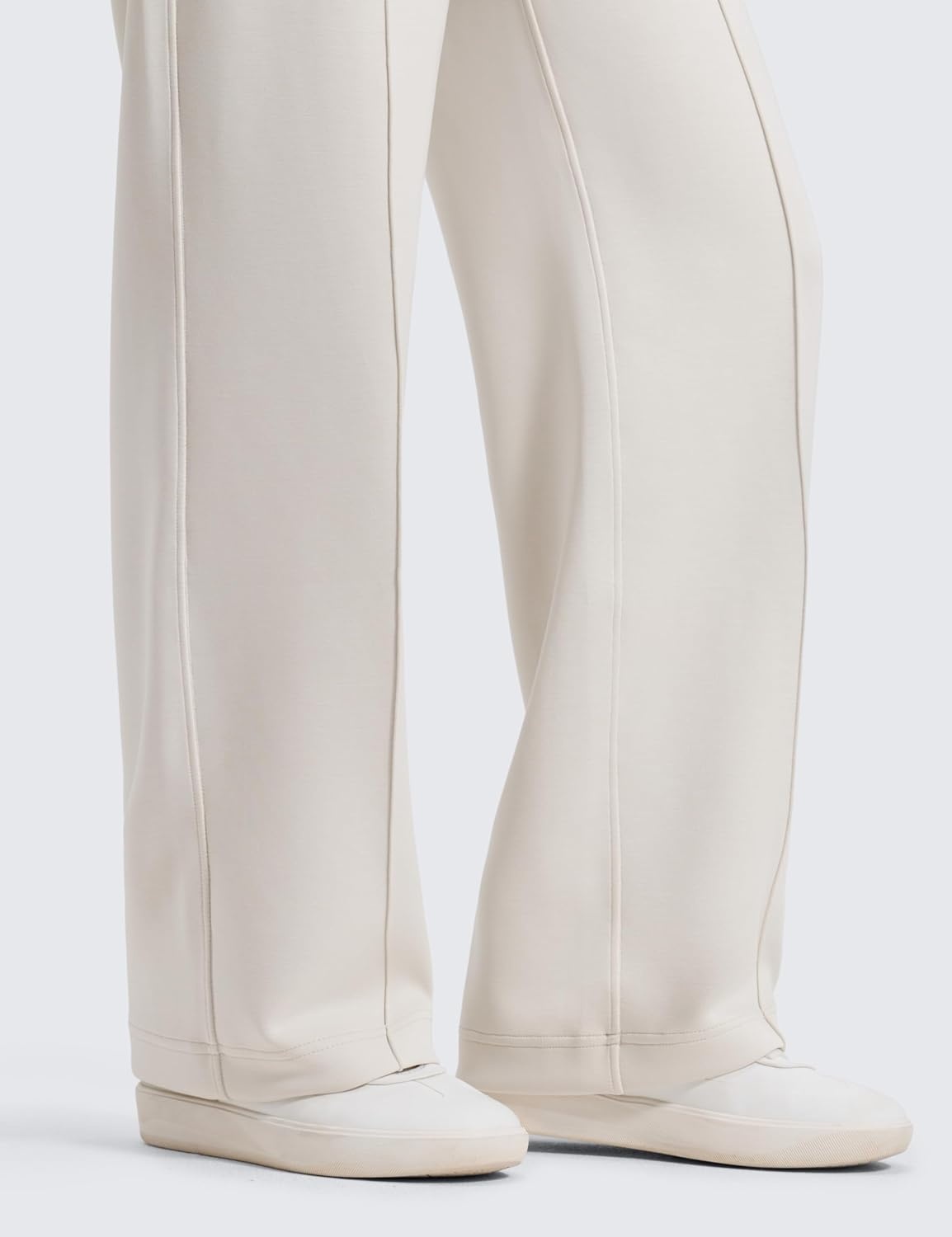 image:imageCRZ YOGA SoftAura Pintuck Straight Leg Sweatpants Women 30 Modal Casual Lounge Travel Pants with PocketsMilky White