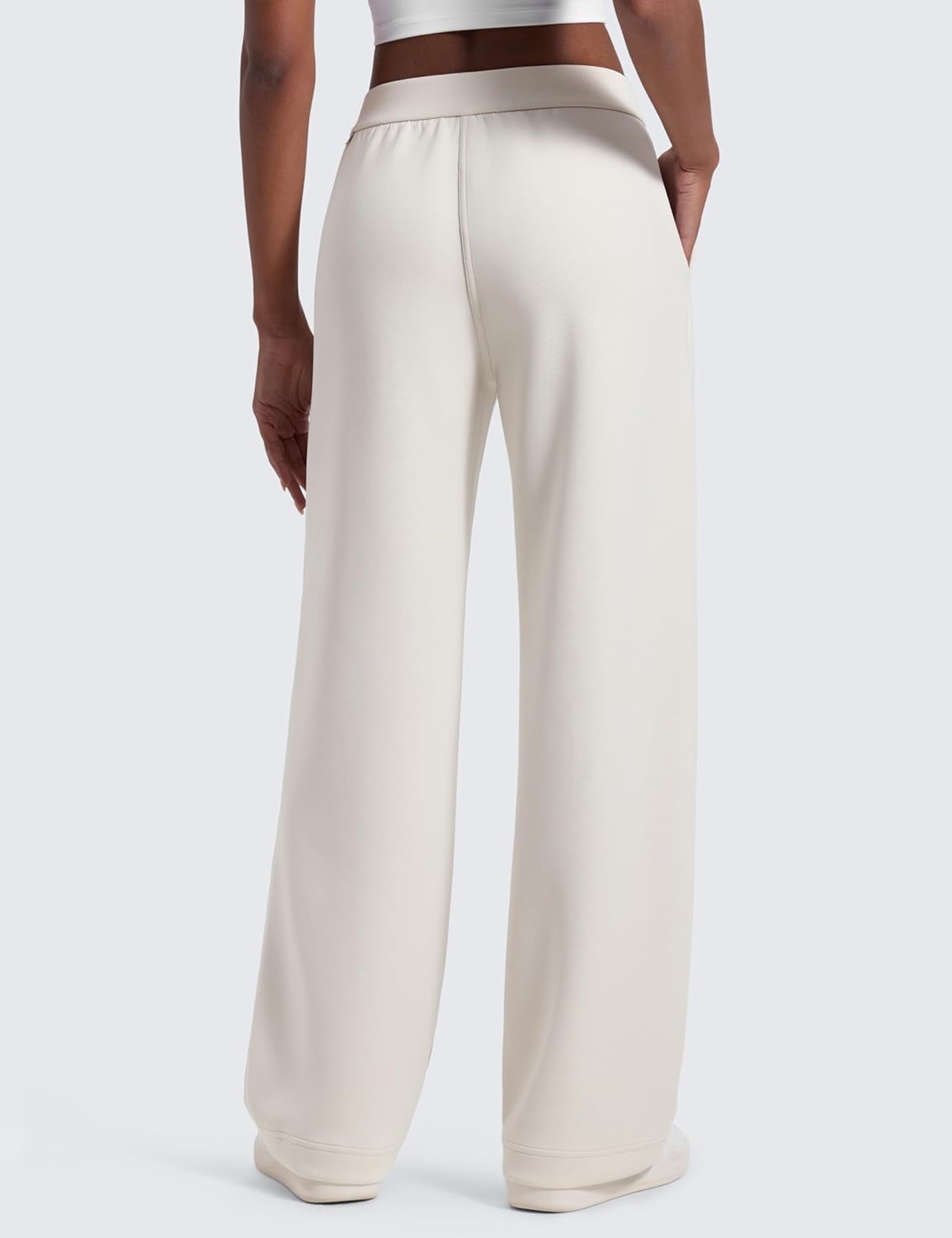 image:imageCRZ YOGA SoftAura Pintuck Straight Leg Sweatpants Women 30 Modal Casual Lounge Travel Pants with PocketsMilky White