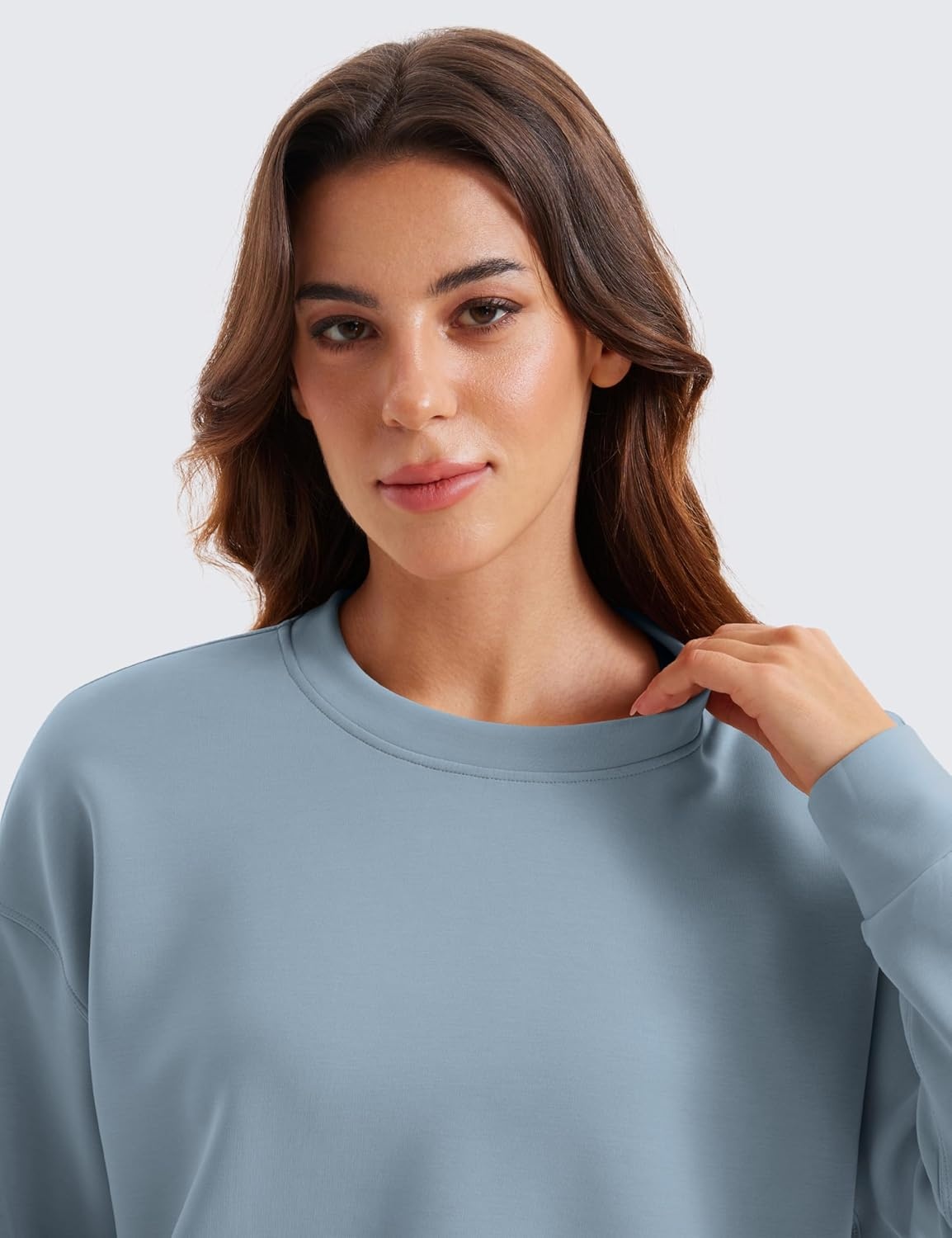 image:imageCRZ YOGA SoftAura Pullover Sweatshirt for Women Crewneck Workout Casual Basic Fall Sweat ShirtsBelgian Blue