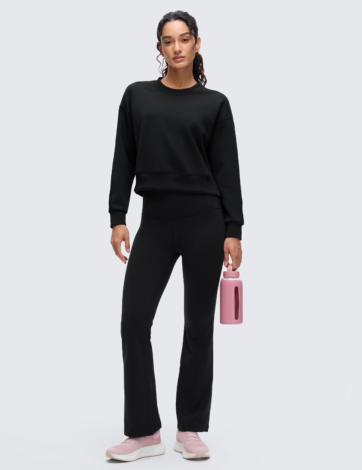 image:imageCRZ YOGA SoftAura Pullover Sweatshirt for Women Crewneck Workout Casual Basic Fall Sweat ShirtsBlack