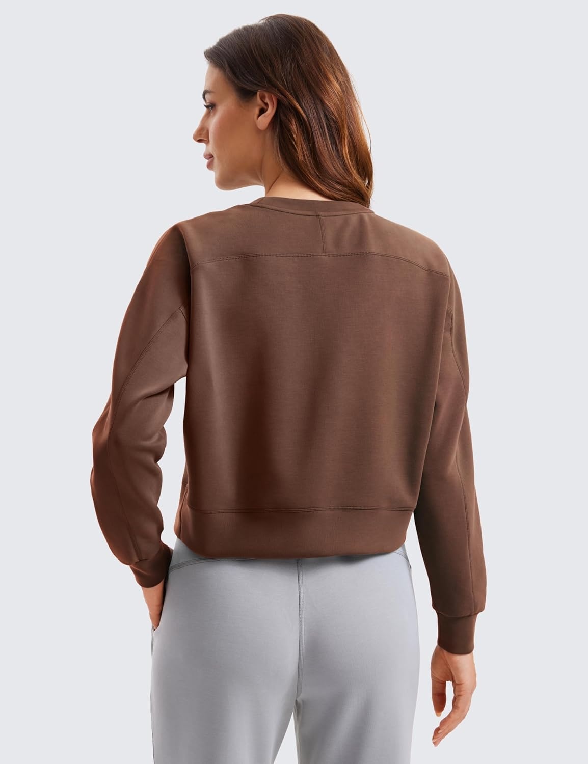 image:imageCRZ YOGA SoftAura Pullover Sweatshirt for Women Crewneck Workout Casual Basic Fall Sweat ShirtsCoffee Brown