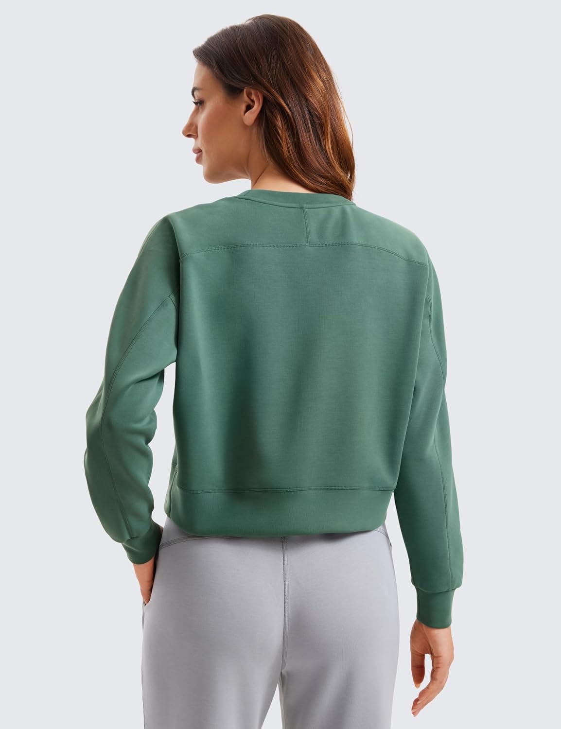 image:imageCRZ YOGA SoftAura Pullover Sweatshirt for Women Crewneck Workout Casual Basic Fall Sweat ShirtsDark Forest Green