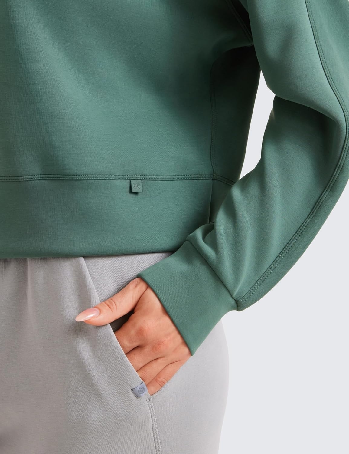 image:imageCRZ YOGA SoftAura Pullover Sweatshirt for Women Crewneck Workout Casual Basic Fall Sweat ShirtsDark Forest Green
