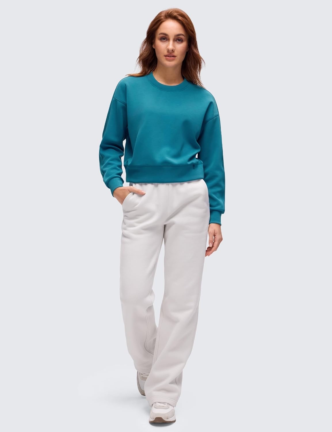 image:imageCRZ YOGA SoftAura Pullover Sweatshirt for Women Crewneck Workout Casual Basic Fall Sweat ShirtsHawaiian Blue