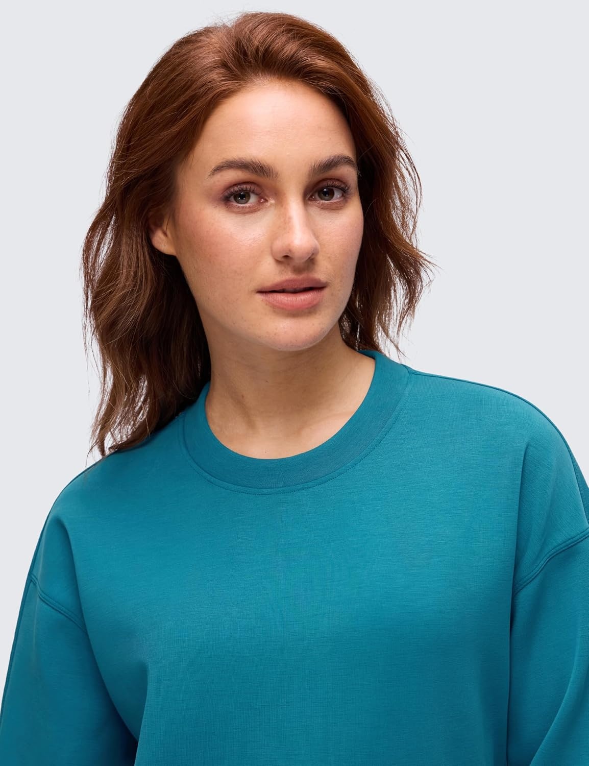 image:imageCRZ YOGA SoftAura Pullover Sweatshirt for Women Crewneck Workout Casual Basic Fall Sweat ShirtsHawaiian Blue