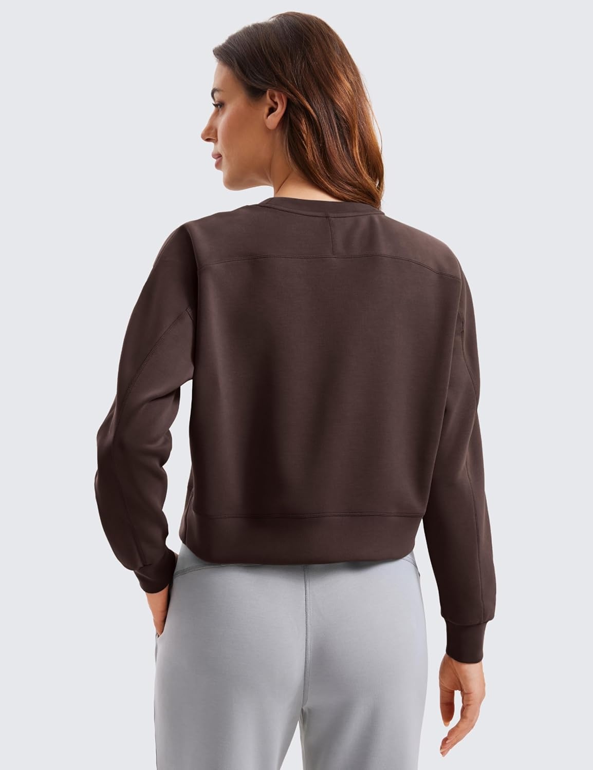 image:imageCRZ YOGA SoftAura Pullover Sweatshirt for Women Crewneck Workout Casual Basic Fall Sweat ShirtsHot Fudge Brown
