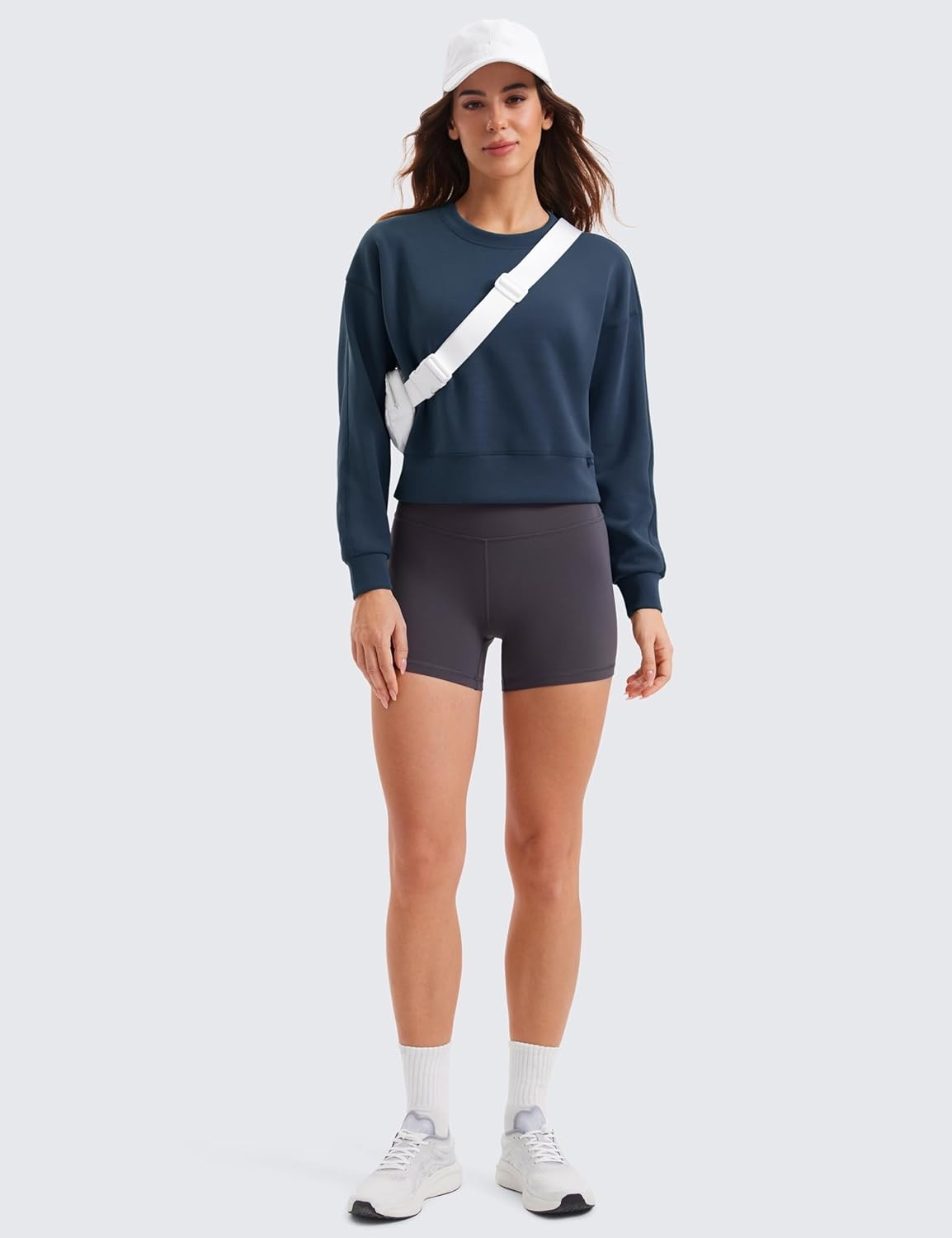 image:imageCRZ YOGA SoftAura Pullover Sweatshirt for Women Crewneck Workout Casual Basic Fall Sweat ShirtsInk Blue