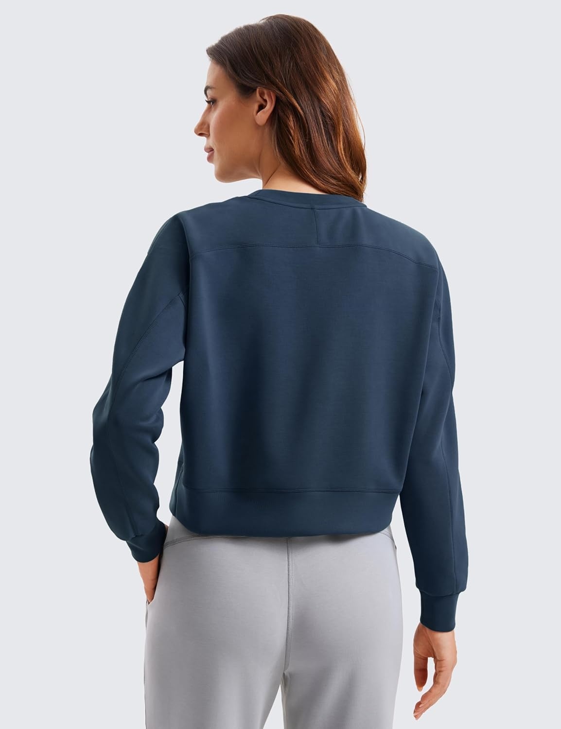 image:imageCRZ YOGA SoftAura Pullover Sweatshirt for Women Crewneck Workout Casual Basic Fall Sweat ShirtsInk Blue