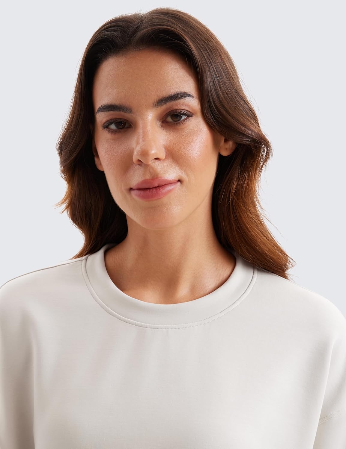 image:imageCRZ YOGA SoftAura Pullover Sweatshirt for Women Crewneck Workout Casual Basic Fall Sweat ShirtsMilky White Bone