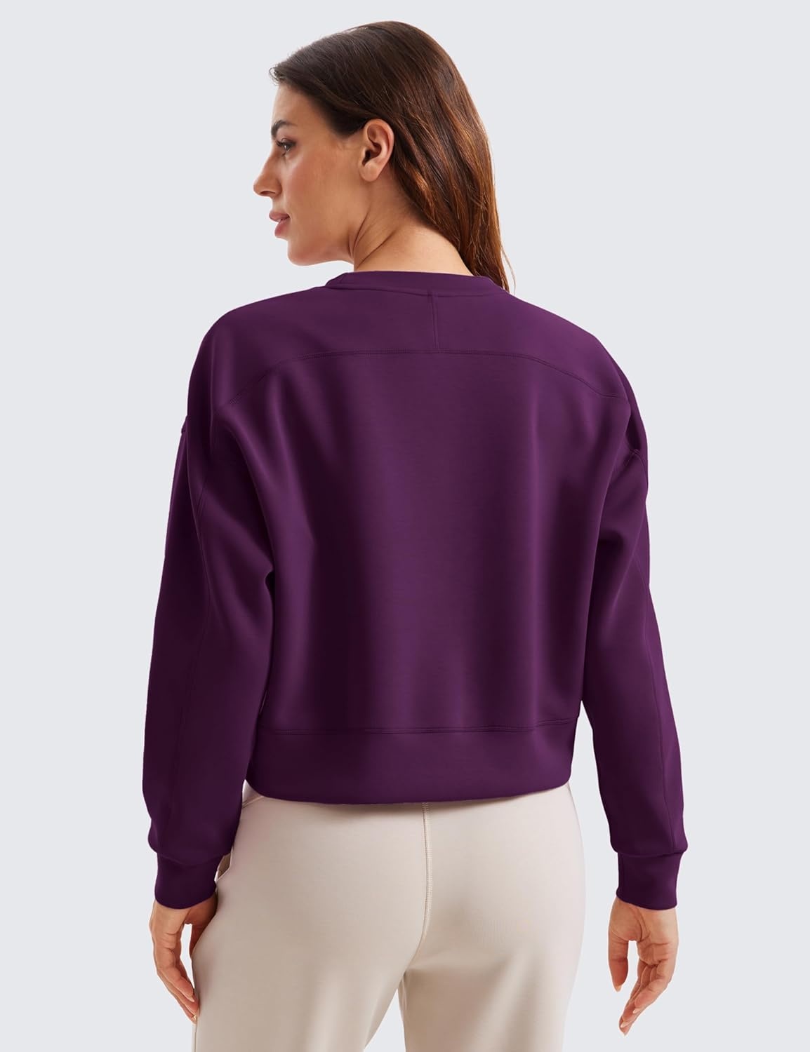 image:imageCRZ YOGA SoftAura Pullover Sweatshirt for Women Crewneck Workout Casual Basic Fall Sweat ShirtsPlum Magenta