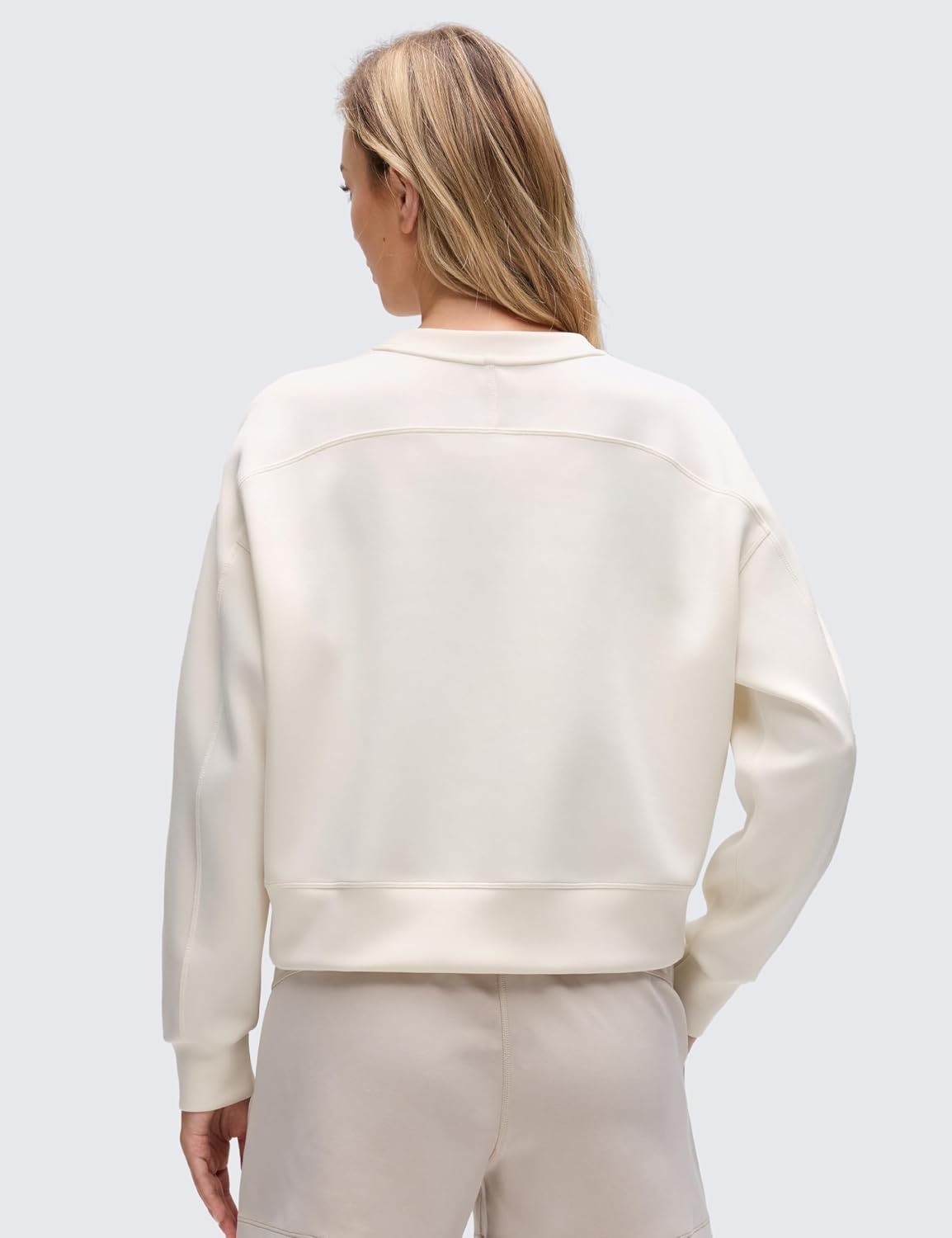 image:imageCRZ YOGA SoftAura Pullover Sweatshirt for Women Crewneck Workout Casual Basic Fall Sweat ShirtsWhite Apricot