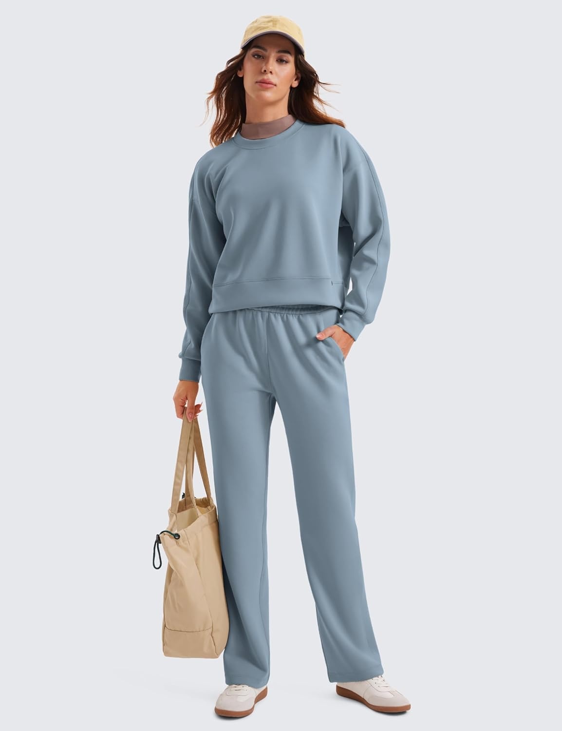 image:imageCRZ YOGA SoftAura Straight Leg Casual Sweatpants Women 283032 Modal Lounge Travel Pants with PocketsBelgian Blue