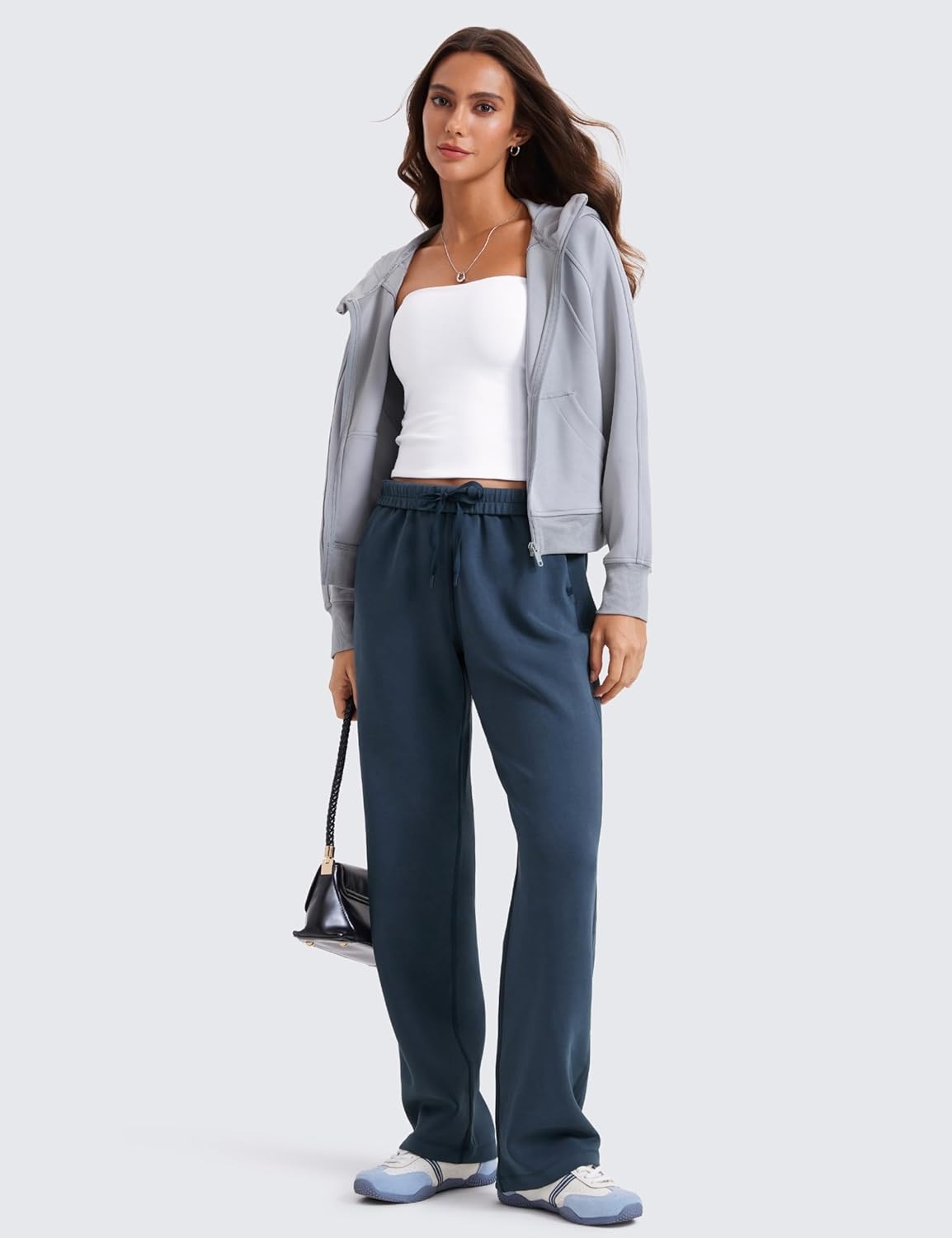 image:imageCRZ YOGA SoftAura Straight Leg Casual Sweatpants Women 283032 Modal Lounge Travel Pants with PocketsInk Blue