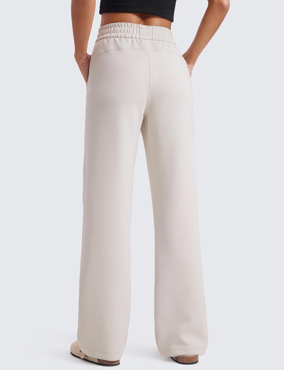 image:imageCRZ YOGA SoftAura Straight Leg Casual Sweatpants Women 283032 Modal Lounge Travel Pants with PocketsMilky White Bone