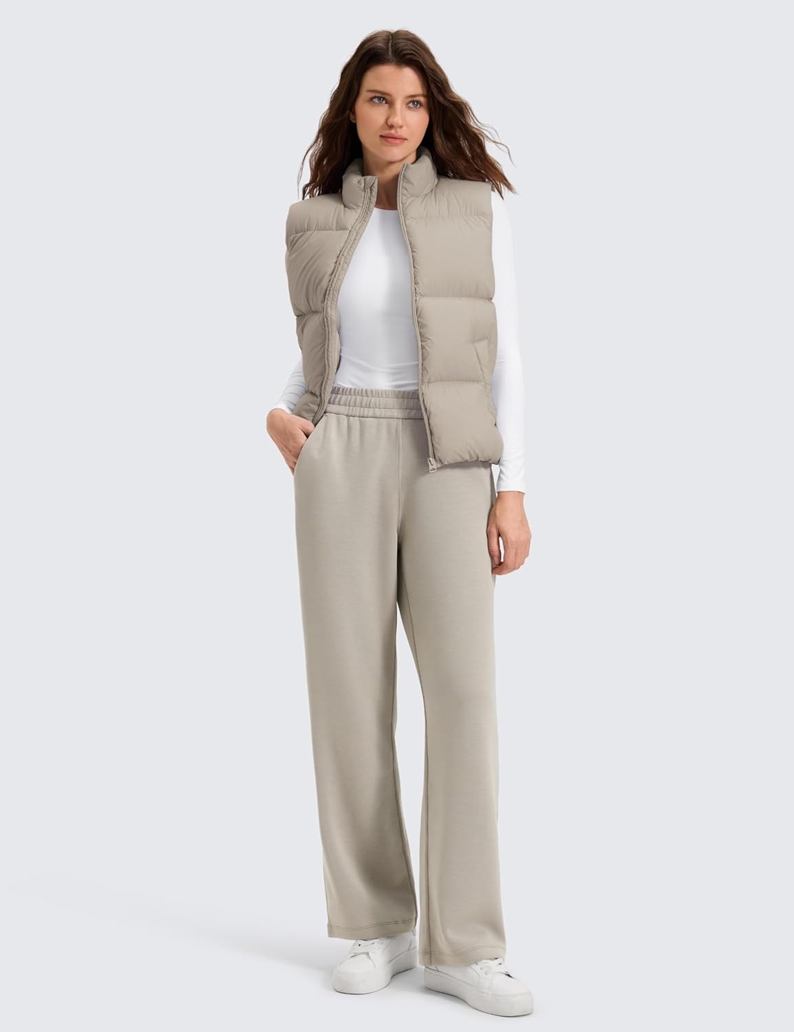 image:imageCRZ YOGA SoftAura Straight Leg Casual Sweatpants Women 283032 Modal Lounge Travel Pants with PocketsStone