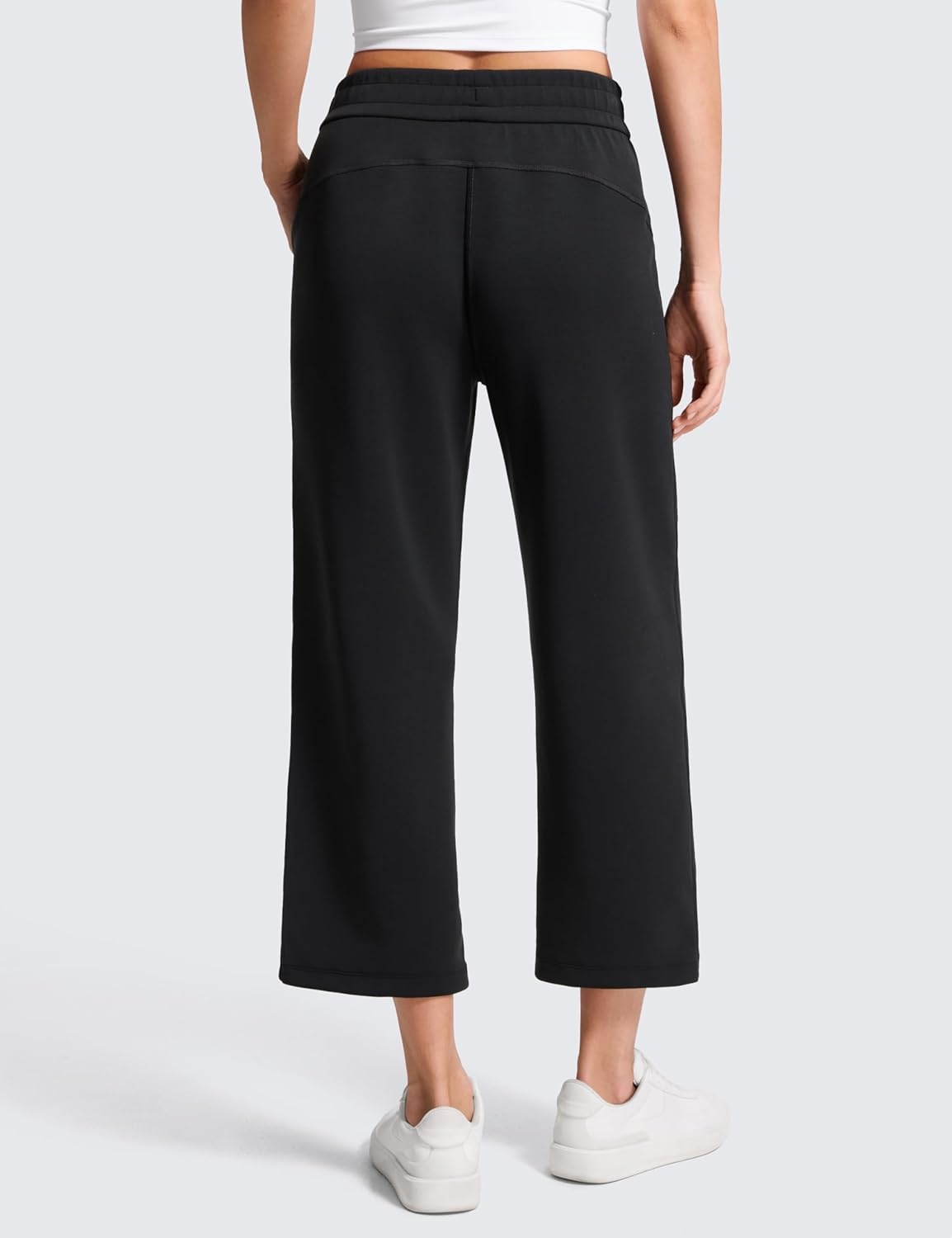 image:imageCRZ YOGA SoftAura Straight Leg Cropped Sweatpants Women 24 Modal Lounge Travel Casual Pants with PocketsBlack