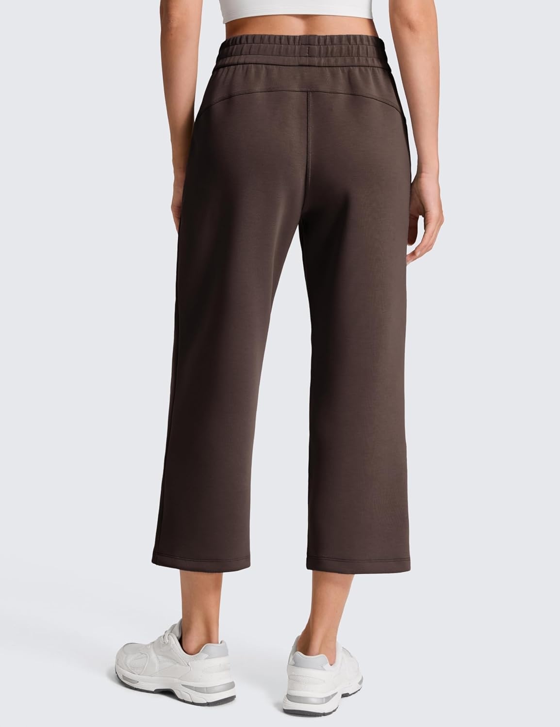 image:imageCRZ YOGA SoftAura Straight Leg Cropped Sweatpants Women 24 Modal Lounge Travel Casual Pants with PocketsHot Fudge Brown