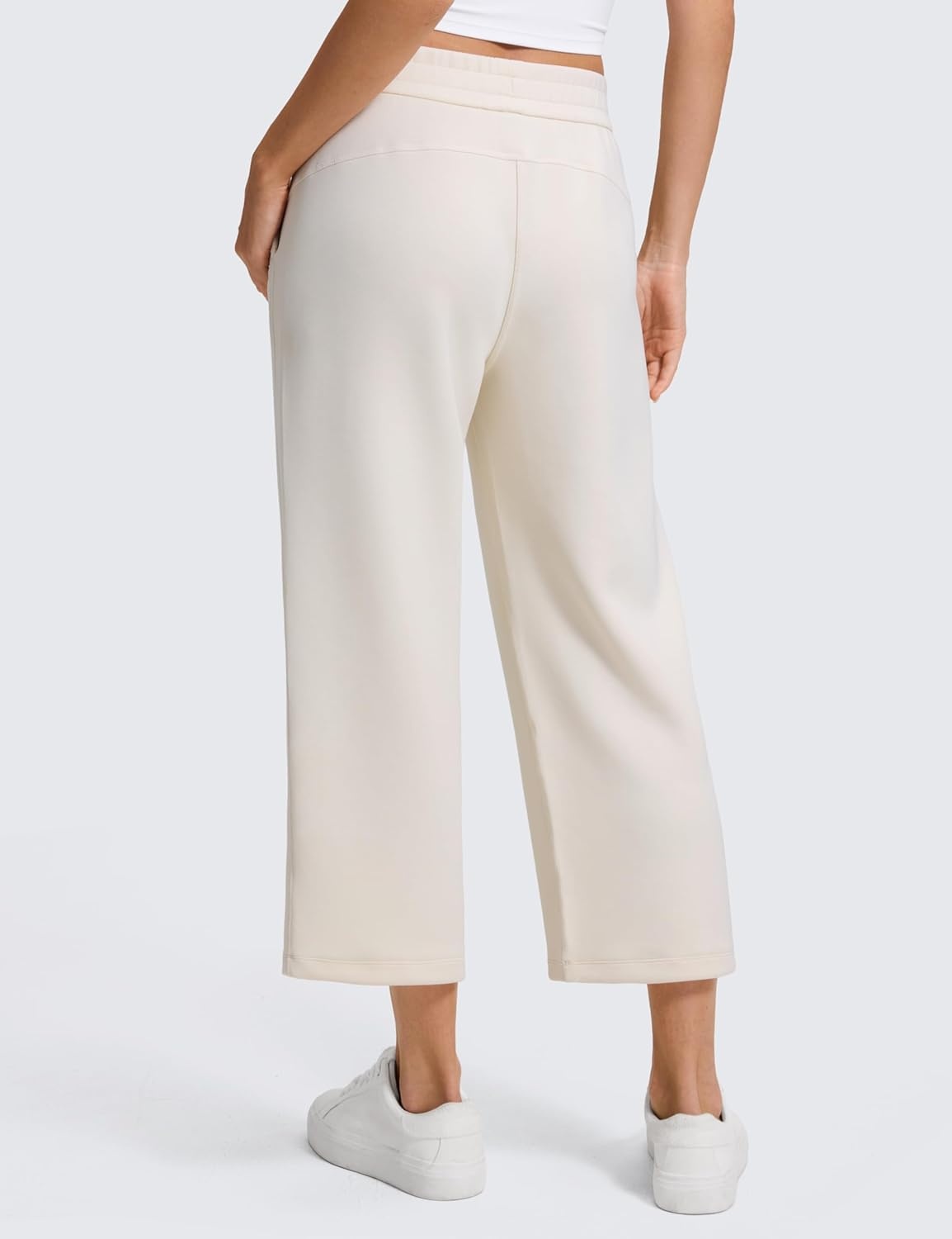 image:imageCRZ YOGA SoftAura Straight Leg Cropped Sweatpants Women 24 Modal Lounge Travel Casual Pants with PocketsWhite Apricot