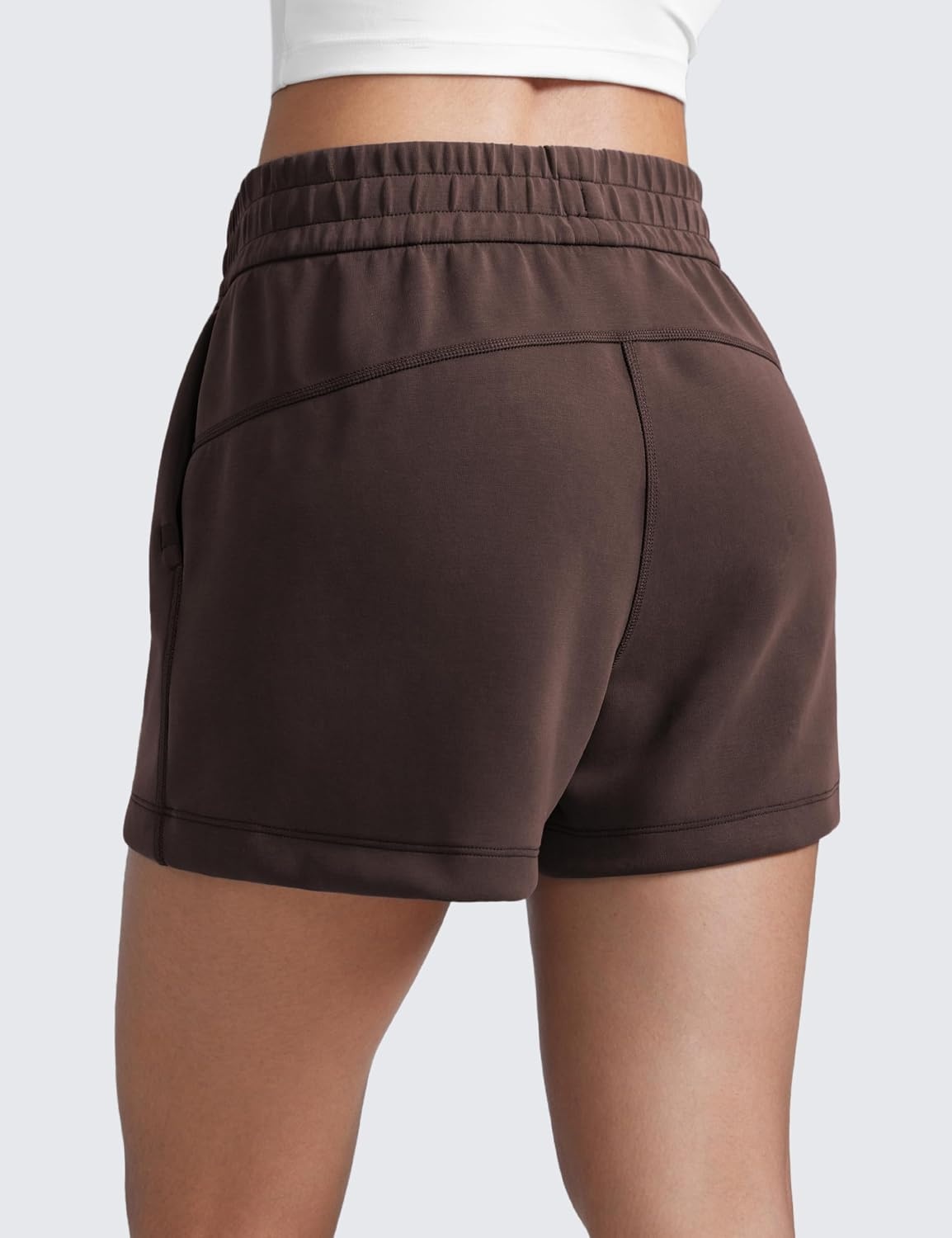 image:imageCRZ YOGA SoftAura Sweat Shorts for Women 4 High Waisted Modal for Casual Lounge Athletic with Pockets DrawstringHot Fudge Brown