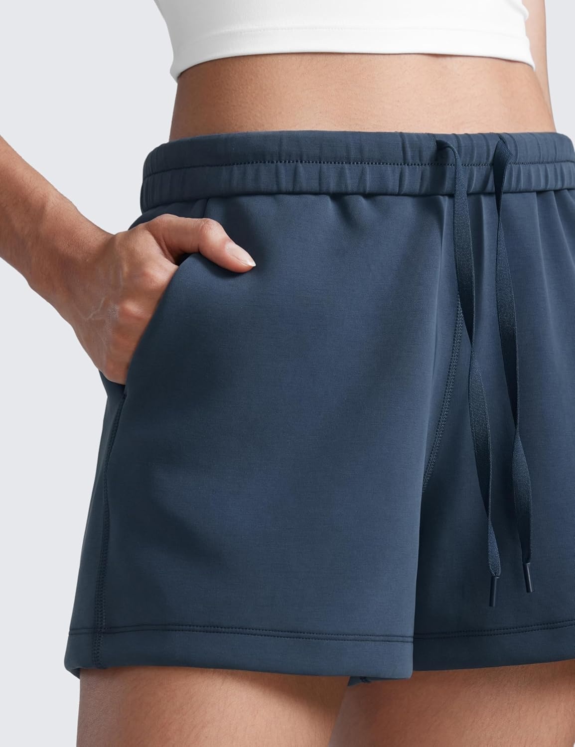 image:imageCRZ YOGA SoftAura Sweat Shorts for Women 4 High Waisted Modal for Casual Lounge Athletic with Pockets DrawstringInk Blue