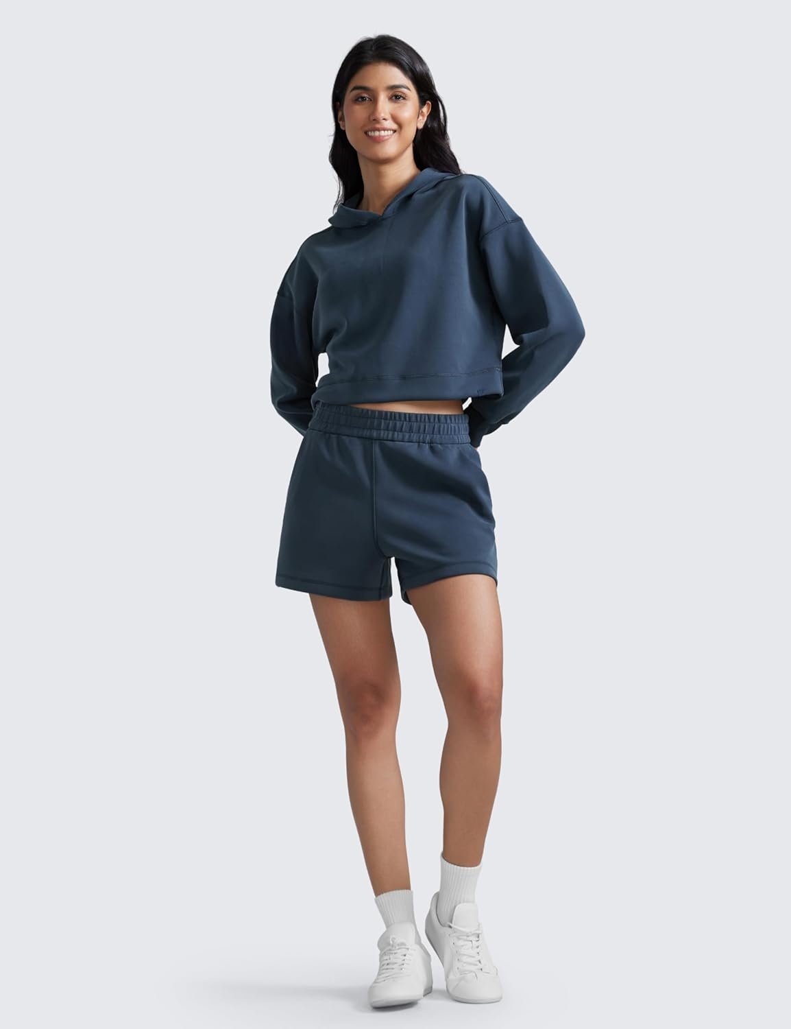 image:imageCRZ YOGA SoftAura Sweat Shorts for Women 4 High Waisted Modal for Casual Lounge Athletic with Pockets DrawstringInk Blue