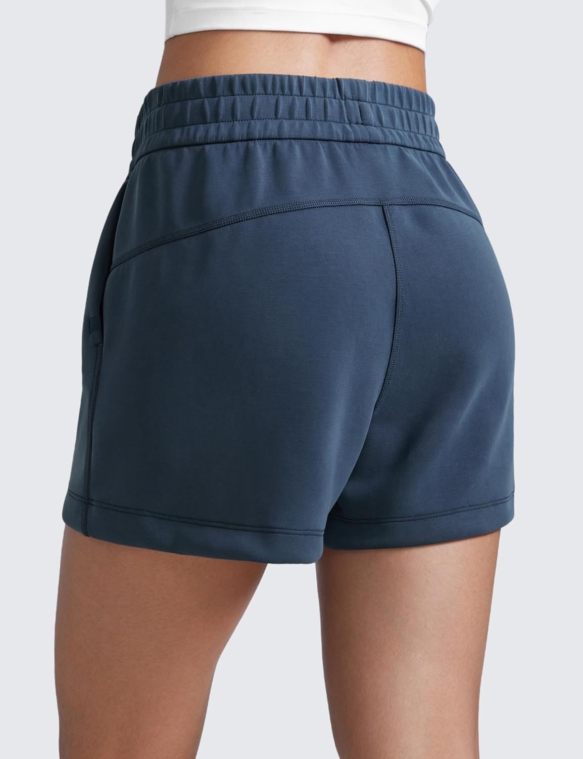 image:imageCRZ YOGA SoftAura Sweat Shorts for Women 4 High Waisted Modal for Casual Lounge Athletic with Pockets DrawstringInk Blue