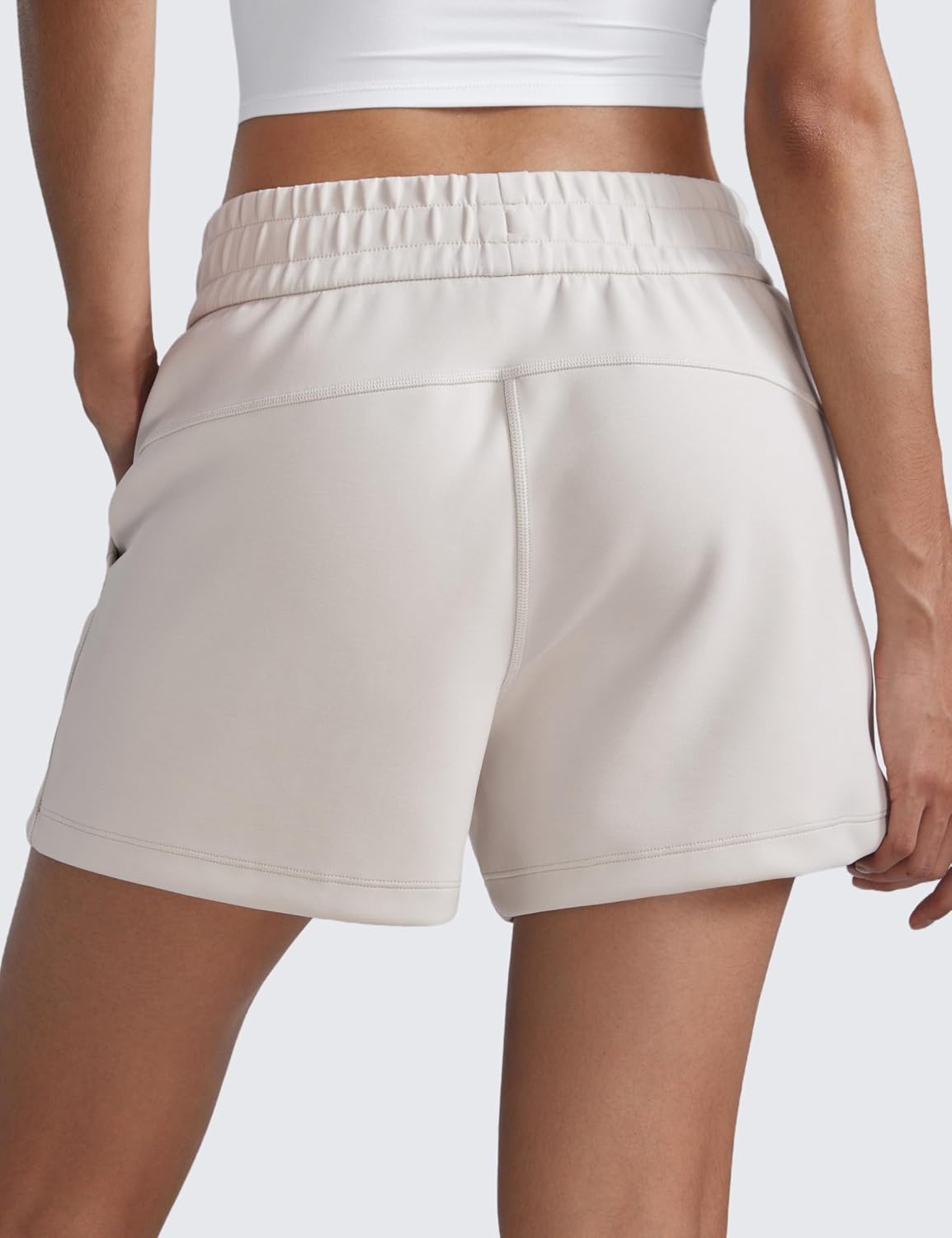image:imageCRZ YOGA SoftAura Sweat Shorts for Women 4 High Waisted Modal for Casual Lounge Athletic with Pockets DrawstringMilky White Bone
