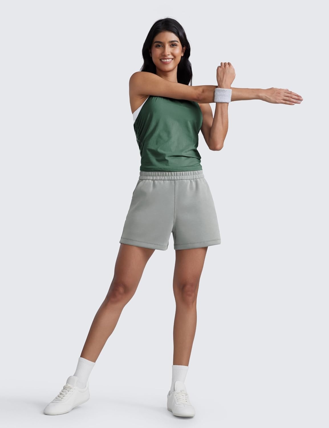 image:imageCRZ YOGA SoftAura Sweat Shorts for Women 4 High Waisted Modal for Casual Lounge Athletic with Pockets DrawstringSterling