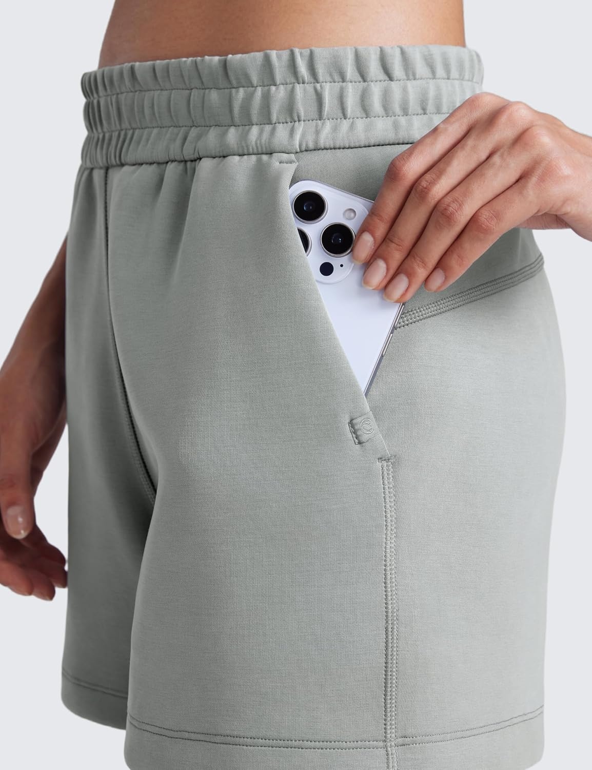 image:imageCRZ YOGA SoftAura Sweat Shorts for Women 4 High Waisted Modal for Casual Lounge Athletic with Pockets DrawstringSterling