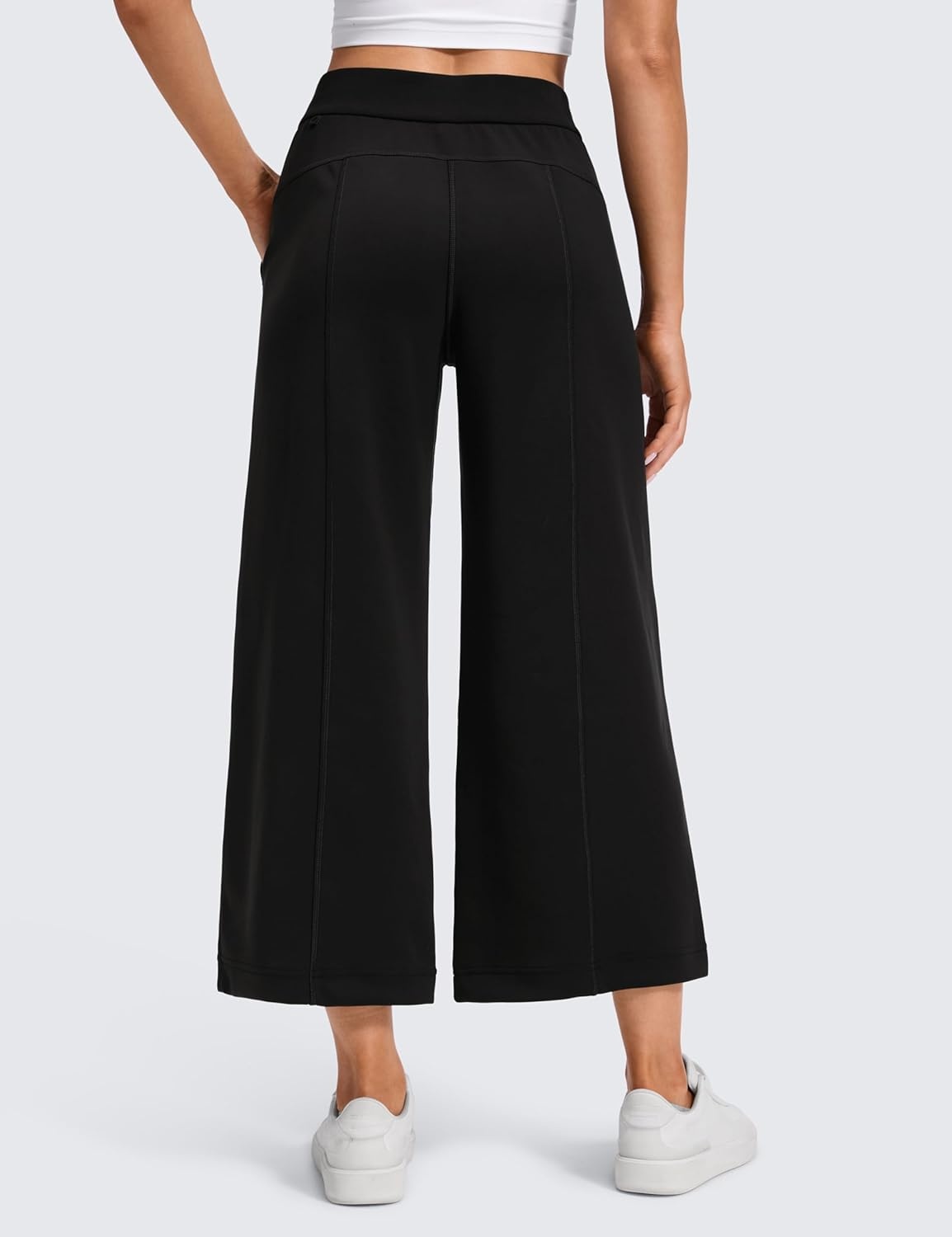 image:imageCRZ YOGA SoftAura Wide Leg Cropped Sweatpants Women 25 Modal Lounge Travel Casual Capri Pants with PocketsBlack