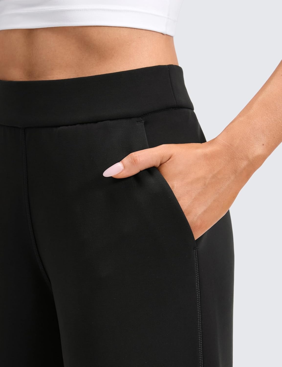 image:imageCRZ YOGA SoftAura Wide Leg Cropped Sweatpants Women 25 Modal Lounge Travel Casual Capri Pants with PocketsBlack