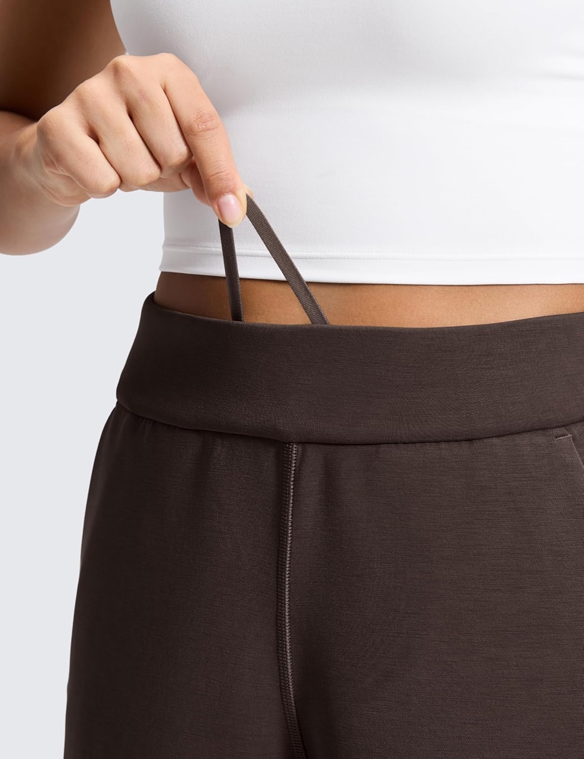 image:imageCRZ YOGA SoftAura Wide Leg Cropped Sweatpants Women 25 Modal Lounge Travel Casual Capri Pants with PocketsHot Fudge Brown