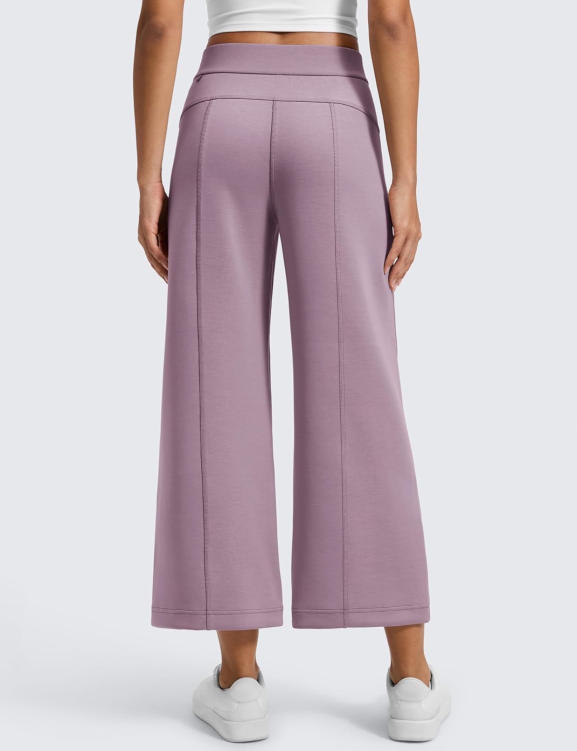 image:imageCRZ YOGA SoftAura Wide Leg Cropped Sweatpants Women 25 Modal Lounge Travel Casual Capri Pants with PocketsLight Lavender