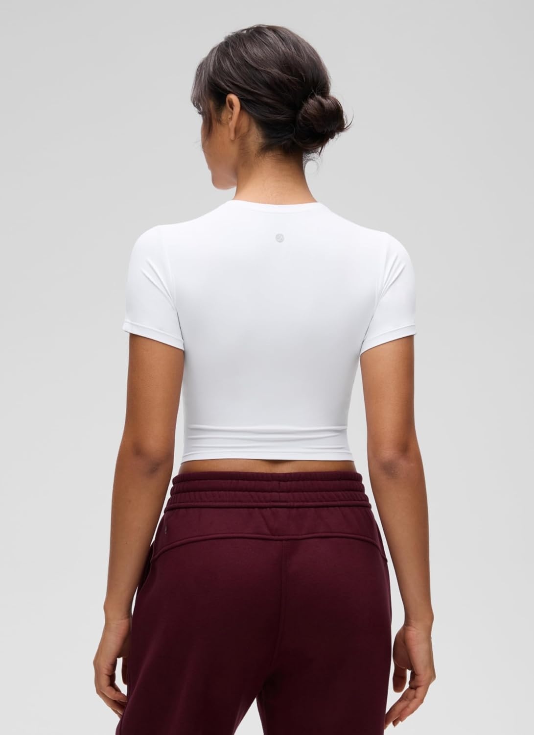 image:imageCRZ YOGA Softembrace Crewneck Crop Tops for Women Workout Casual Going Out Soft Short Sleeve Shirts Basic Fitted Baby TeesWhite