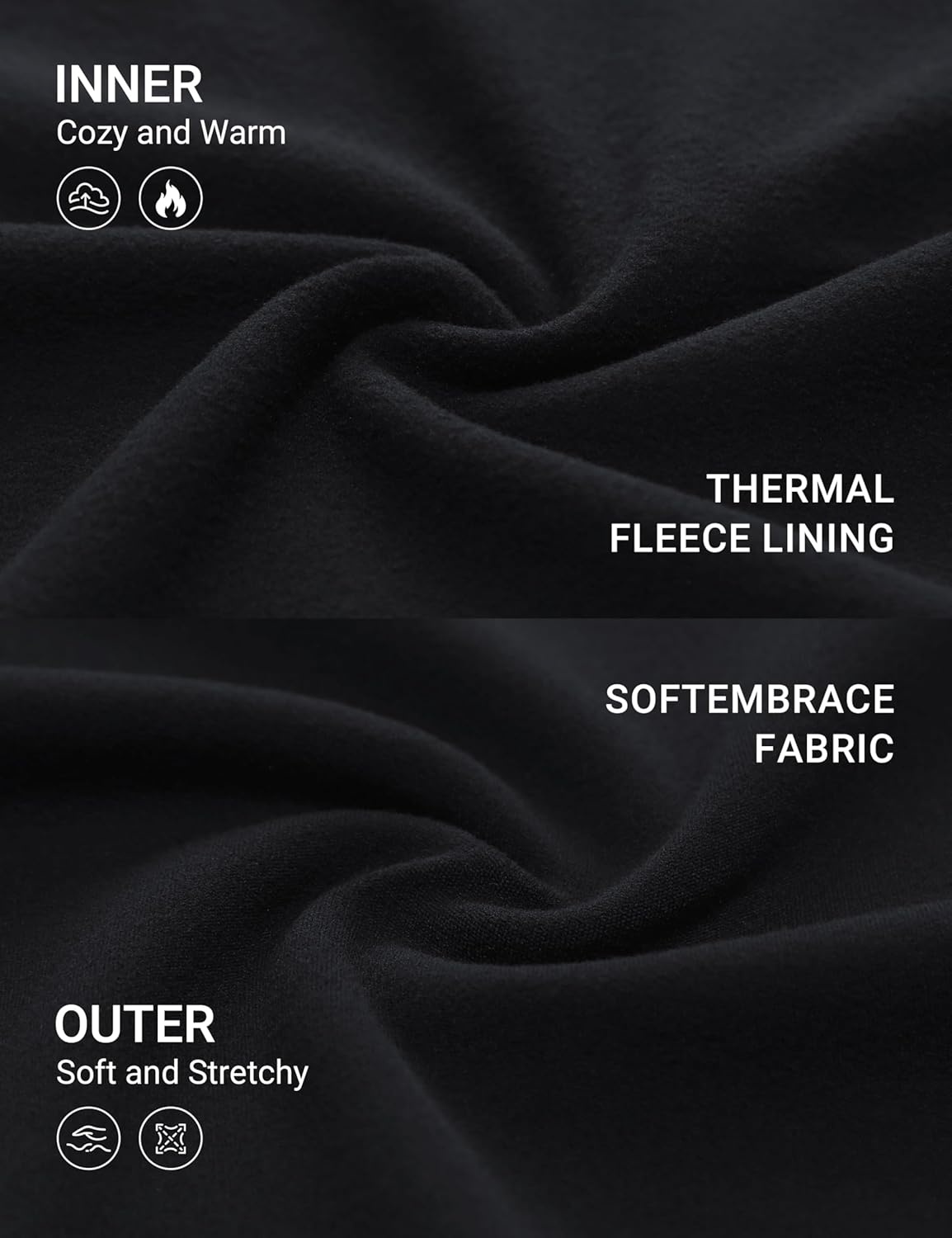 image:imageCRZ YOGA Softembrace Fleece Lined Thermal Underwear Set for Women Soft Casual Base Layer Long Johns Warm Pajamas Top BottomBlack