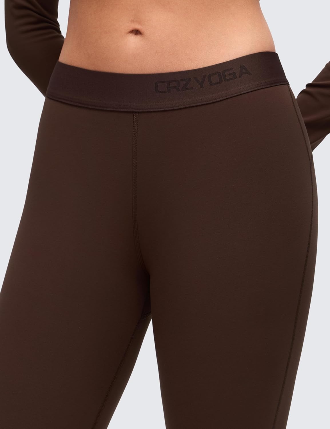 image:imageCRZ YOGA Softembrace Fleece Lined Thermal Underwear Set for Women Soft Casual Base Layer Long Johns Warm Pajamas Top BottomLava Brown