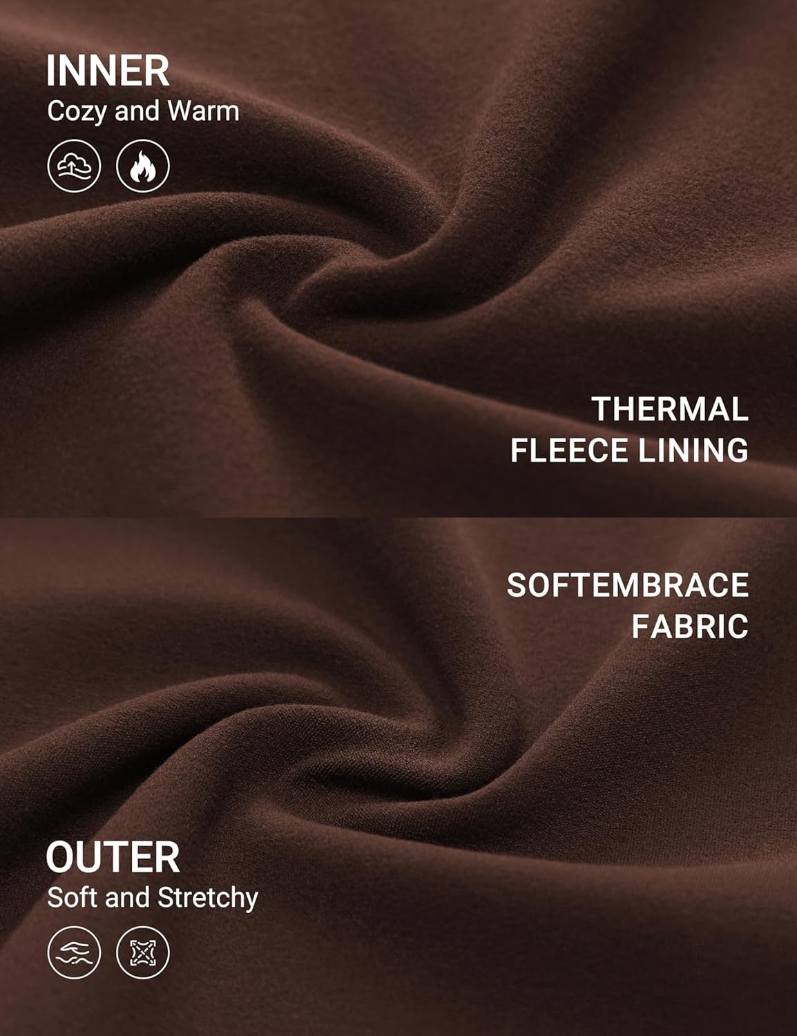 image:imageCRZ YOGA Softembrace Fleece Lined Thermal Underwear Set for Women Soft Casual Base Layer Long Johns Warm Pajamas Top BottomLava Brown